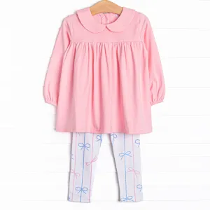 Ribbon Rows Legging Set, Pink