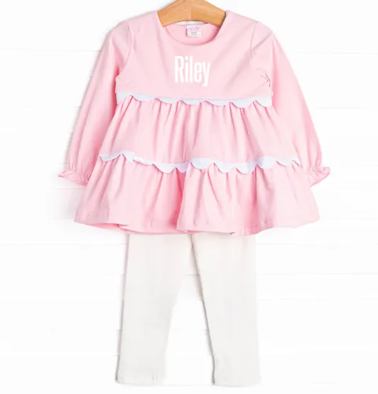 Riley Ric Rac Legging Set, Pink