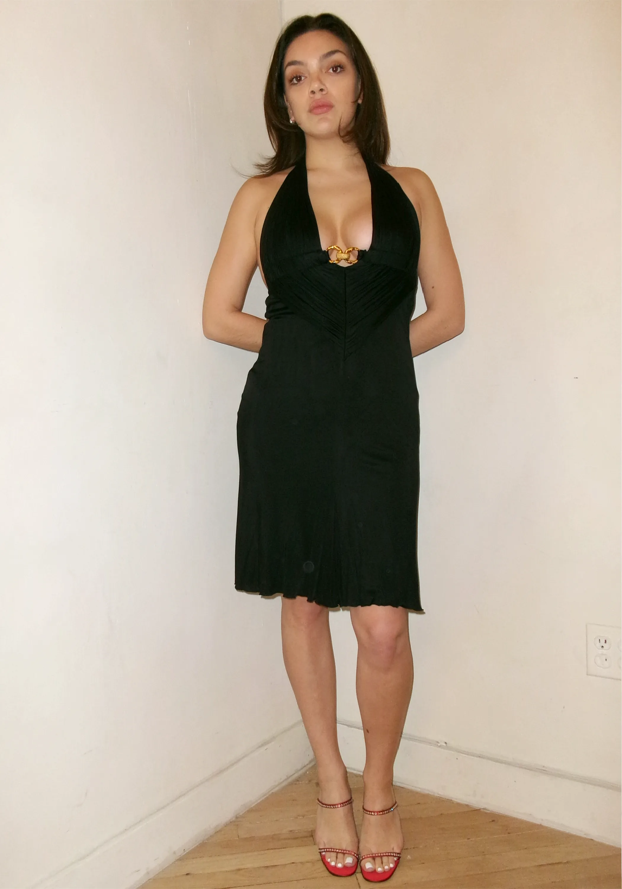 Roberto Cavalli Black Halter Dress