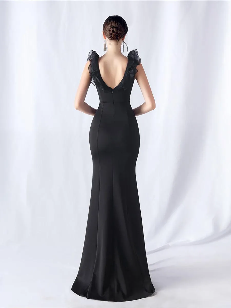 Ruffled Split V-neck Mermaid Prom Dress MYC2010