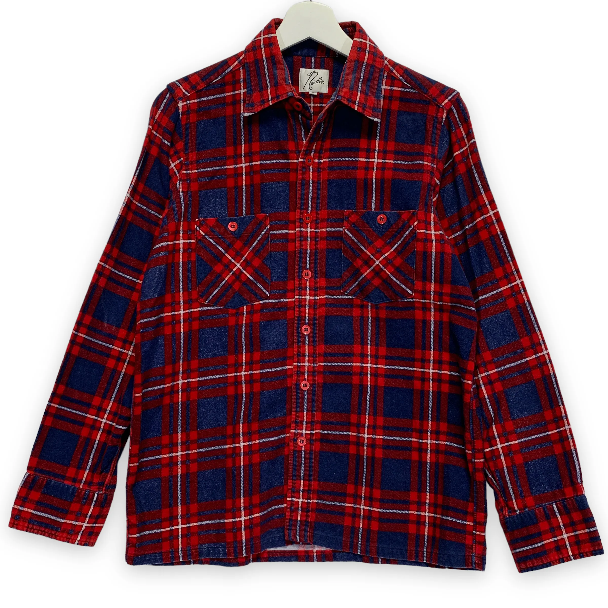 [S] Needles Flannel BD Shirt Navy Red