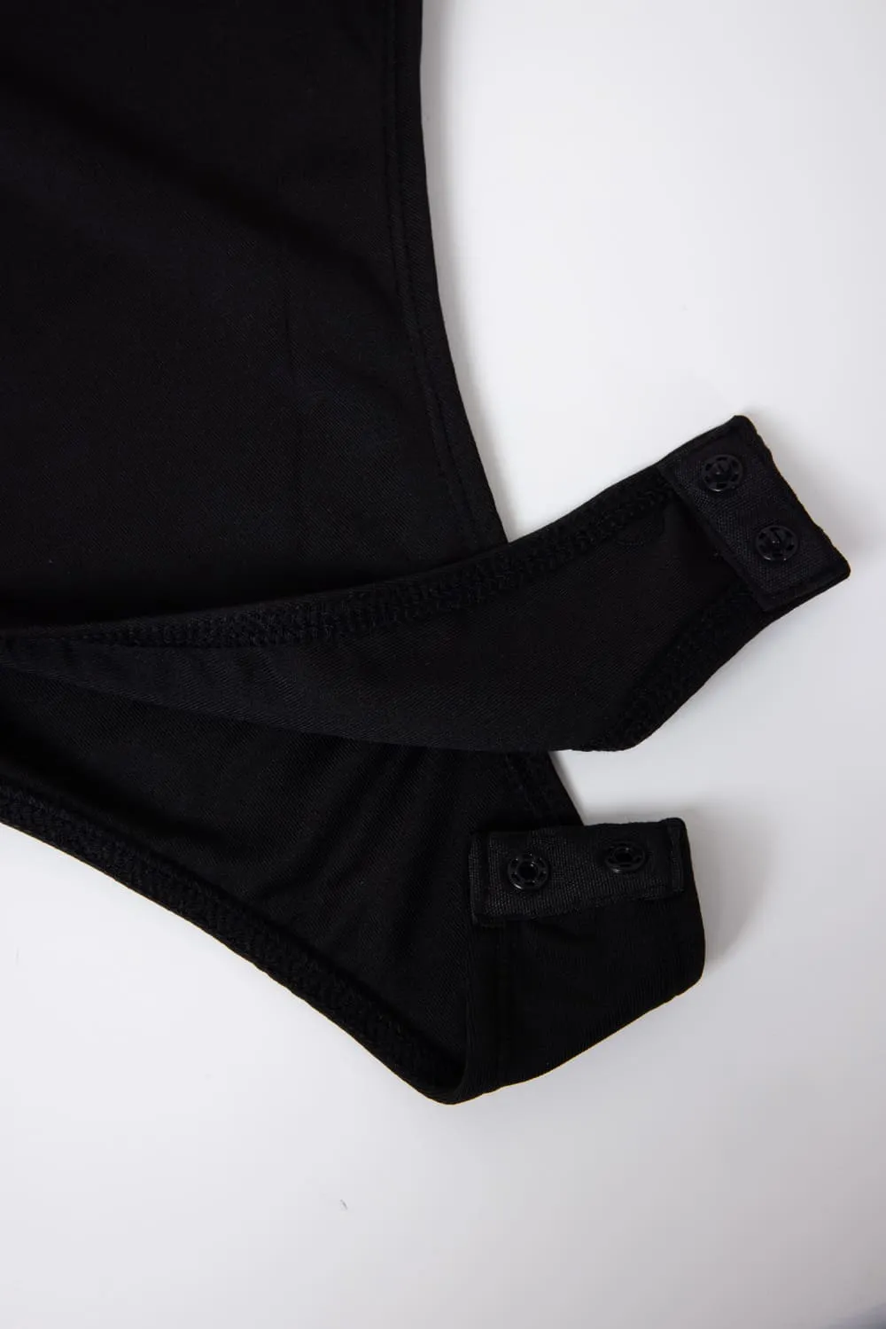 Seamless Double Layer Knit Bodysuit for Women in Black | H14610-BLK