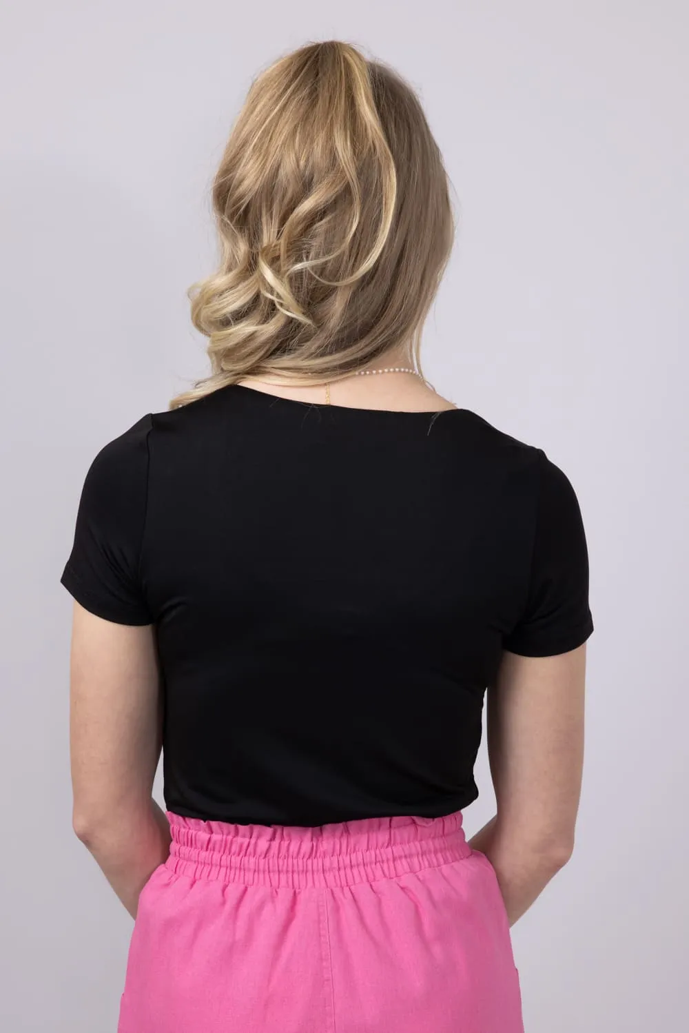 Seamless Double Layer Knit Bodysuit for Women in Black | H14610-BLK