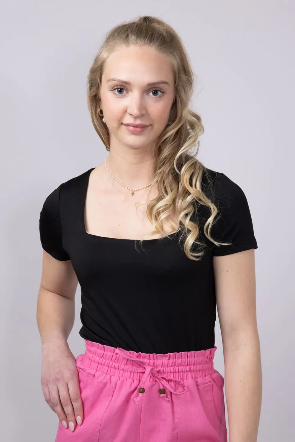 Seamless Double Layer Knit Bodysuit for Women in Black | H14610-BLK