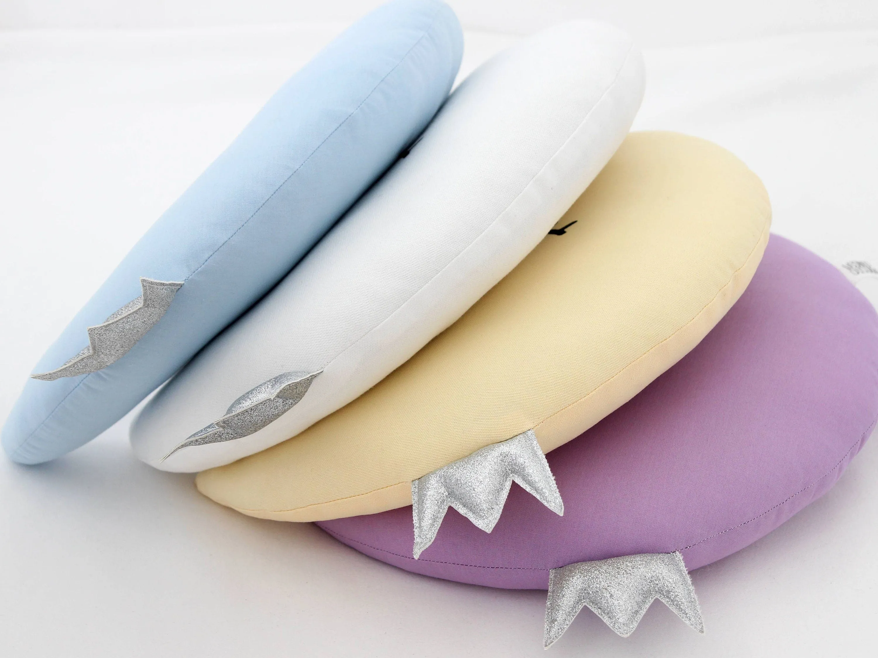 Set of 2 Pillows - Crescent Moon Pillow (5 colors) with Crown and Light Gray Star Pillow