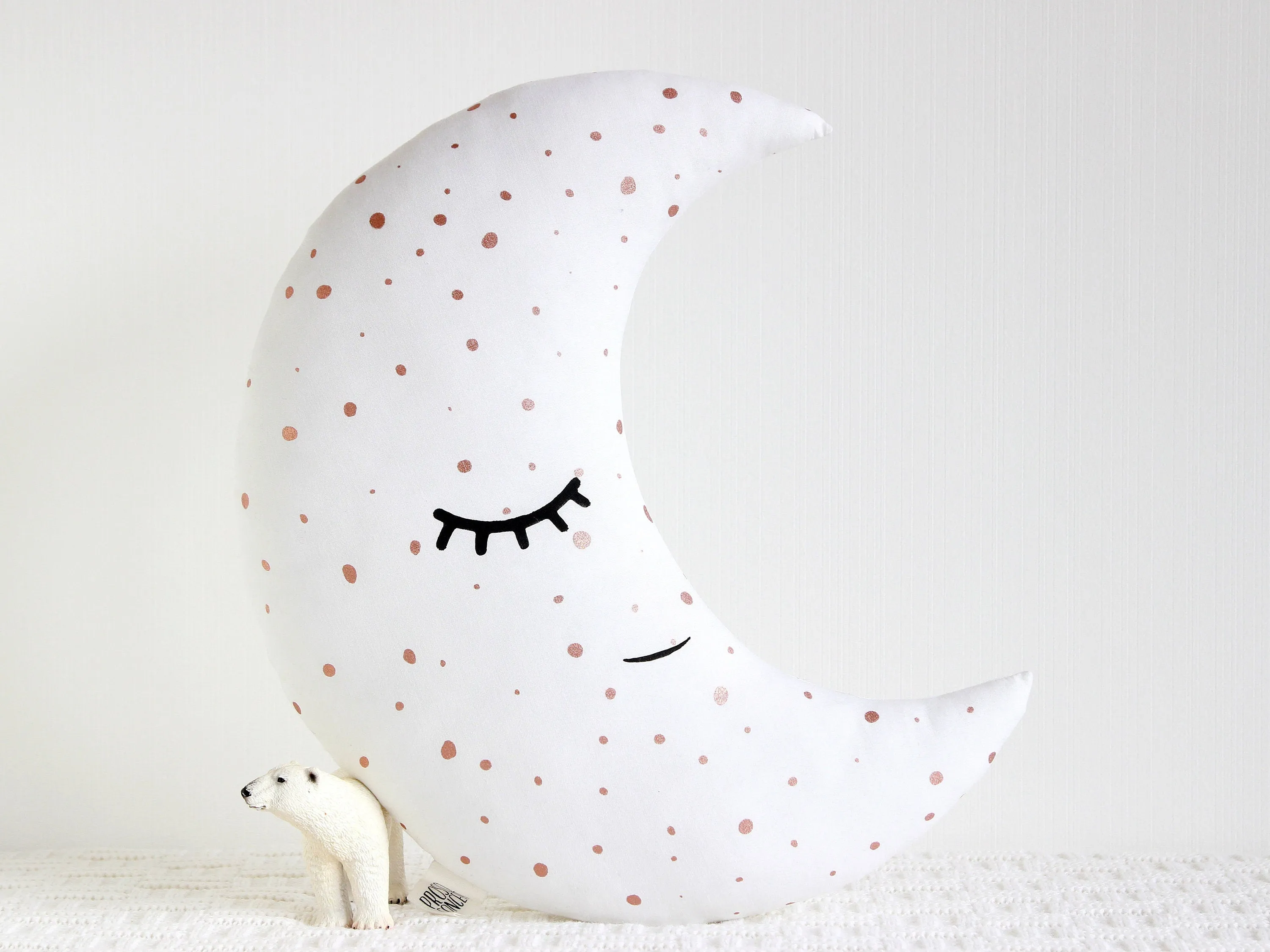 Set of 2 White Pillows - Crescent Moon and Star Pillows with Rose Golden Touch