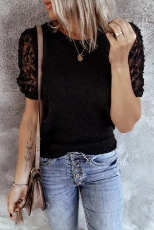 Sheer Sleeve Knit T-shirt