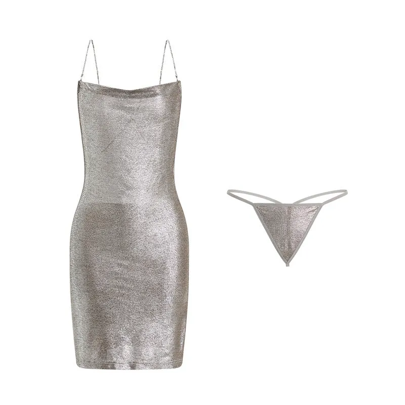 silver suspender skirt  KF70510