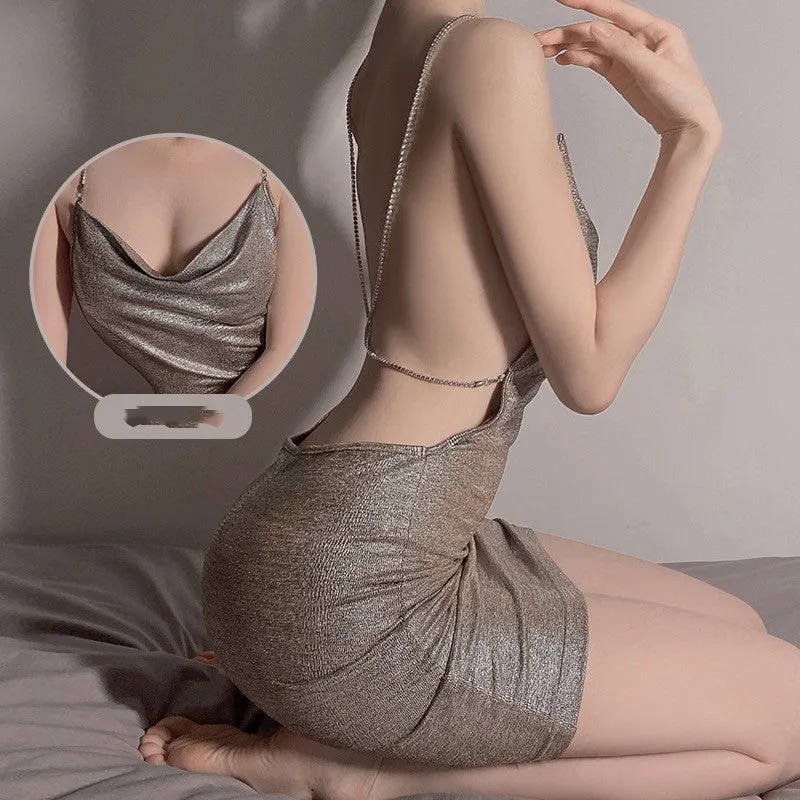 silver suspender skirt  KF70510