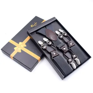 Solid Dual Clip On Elastic suspenders for Men - Adjustable Y Straps For Work Pants