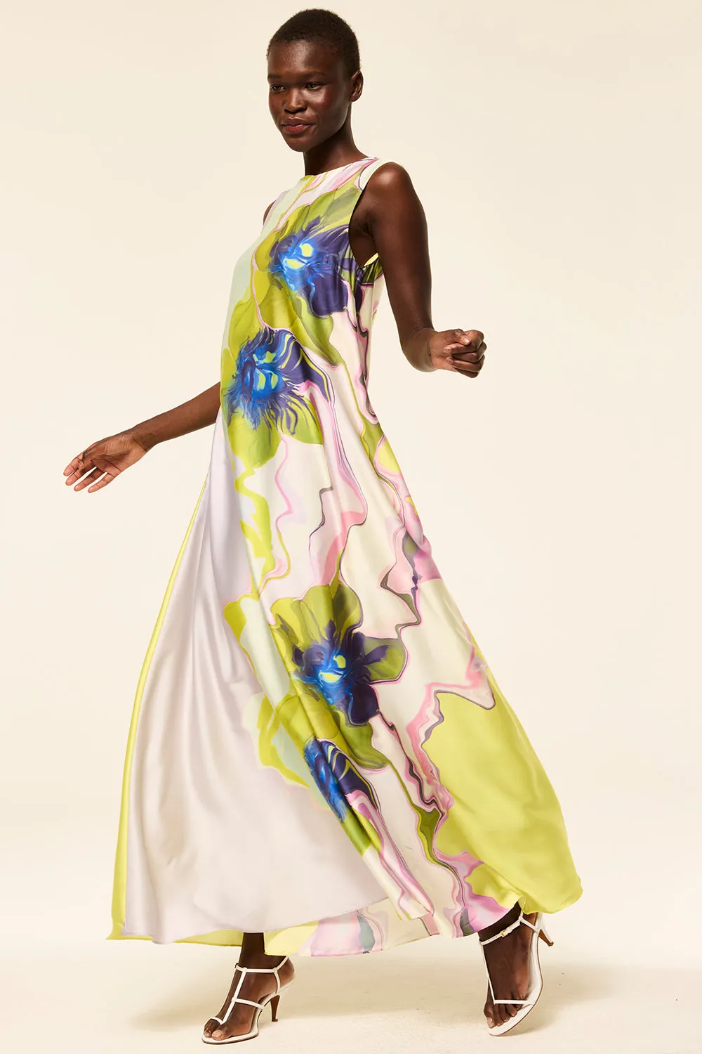 Sylvie Dress in Marble Flora