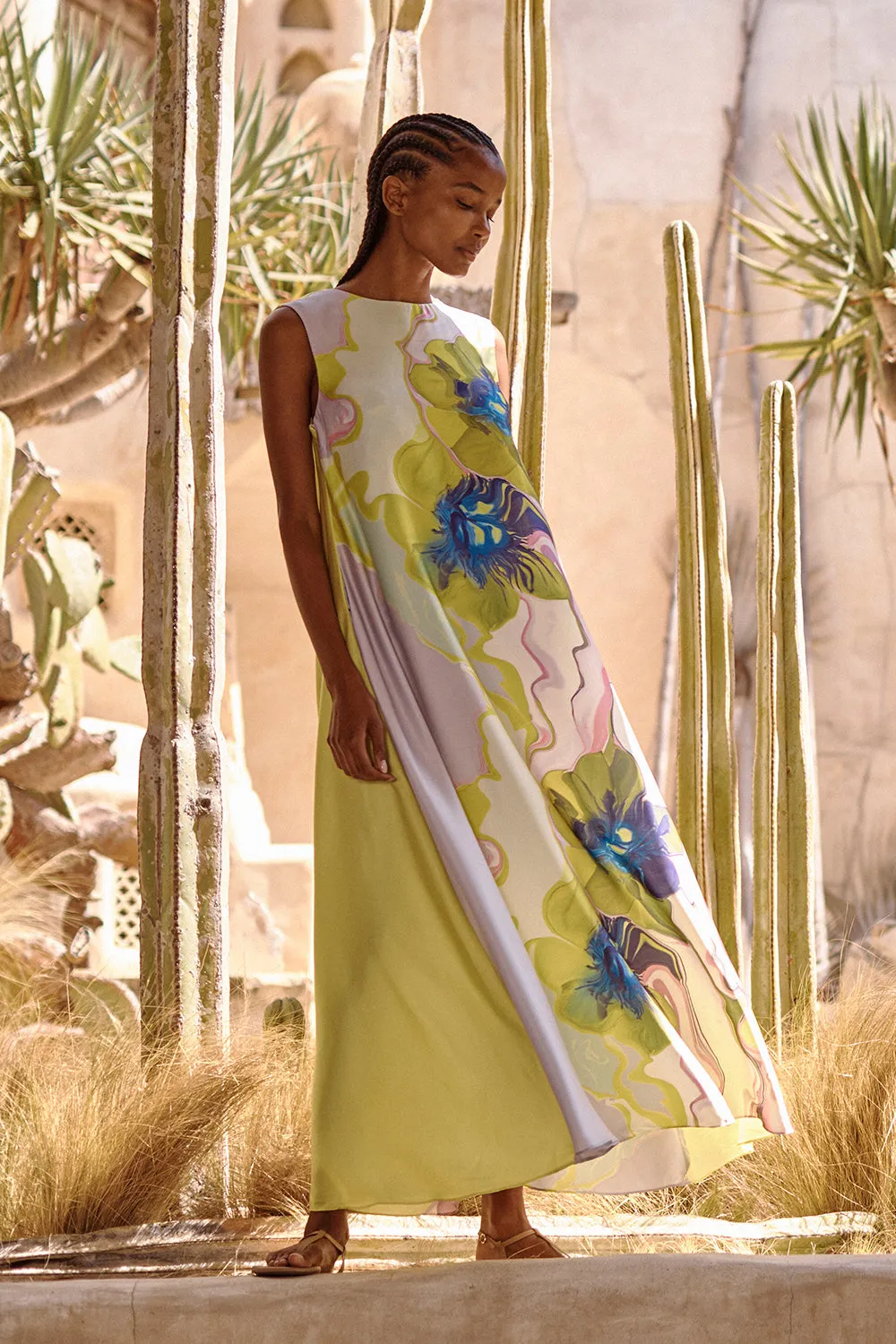 Sylvie Dress in Marble Flora