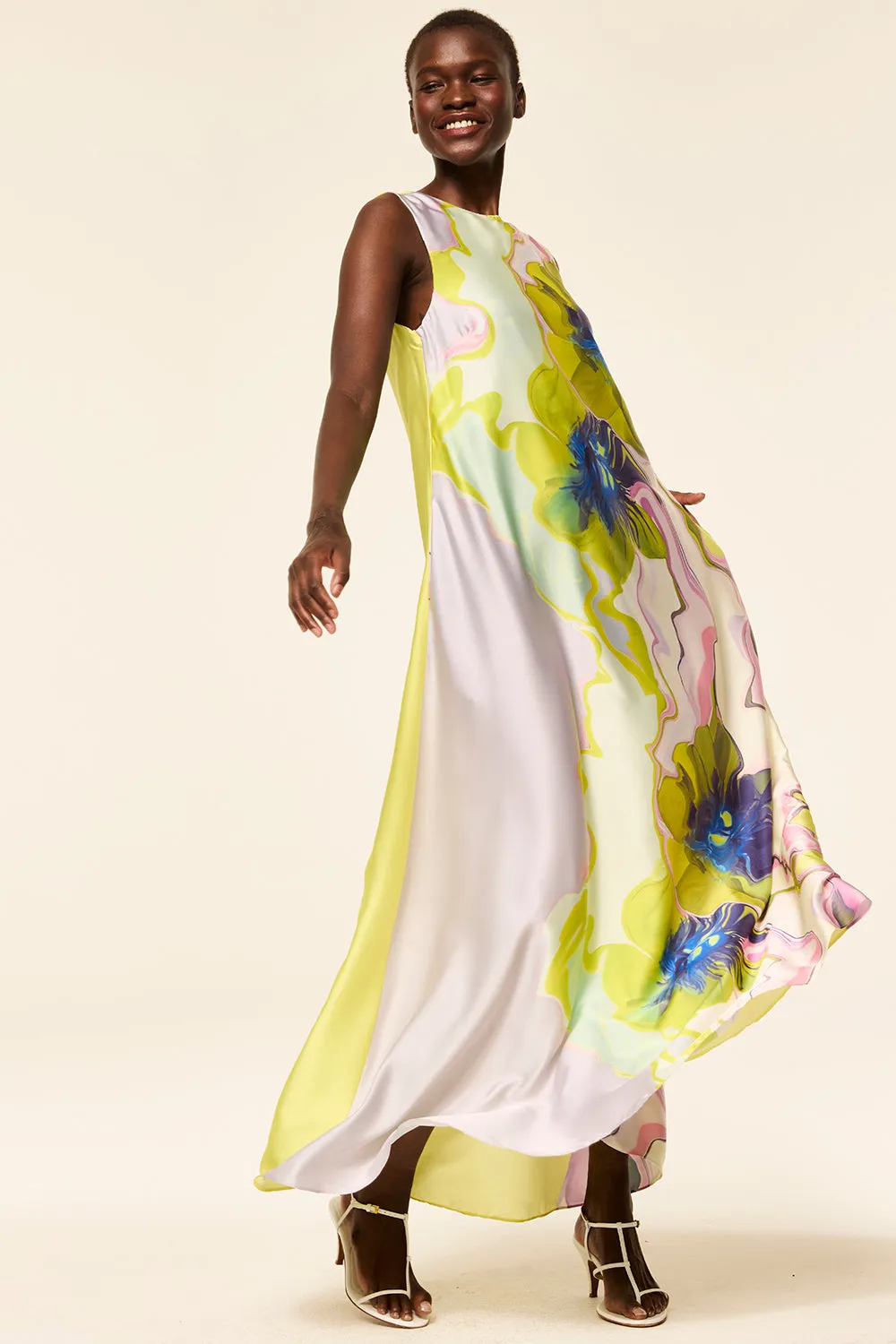 Sylvie Dress in Marble Flora