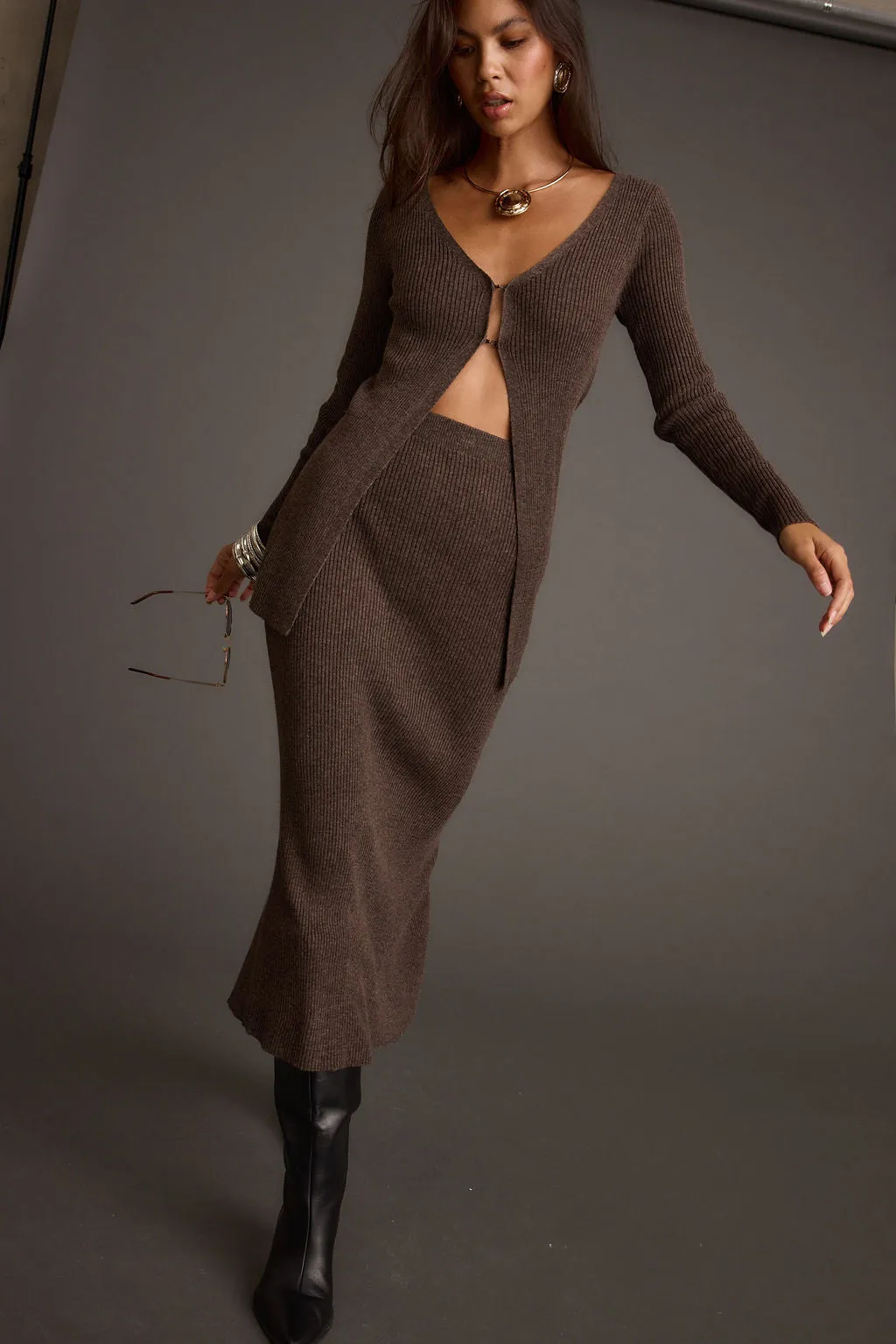 Tusk Mocha Sweater Midi Skirt