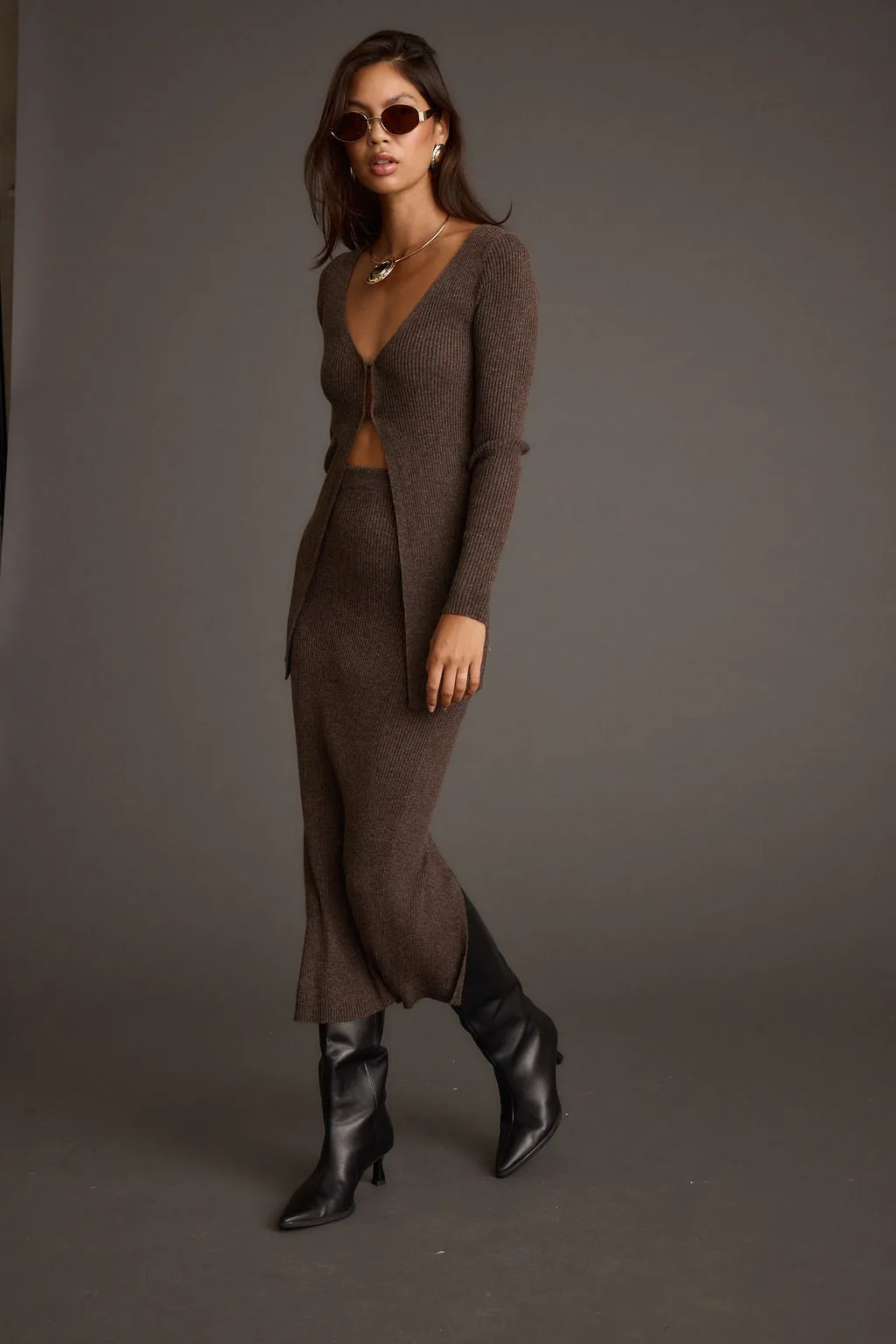 Tusk Mocha Sweater Midi Skirt