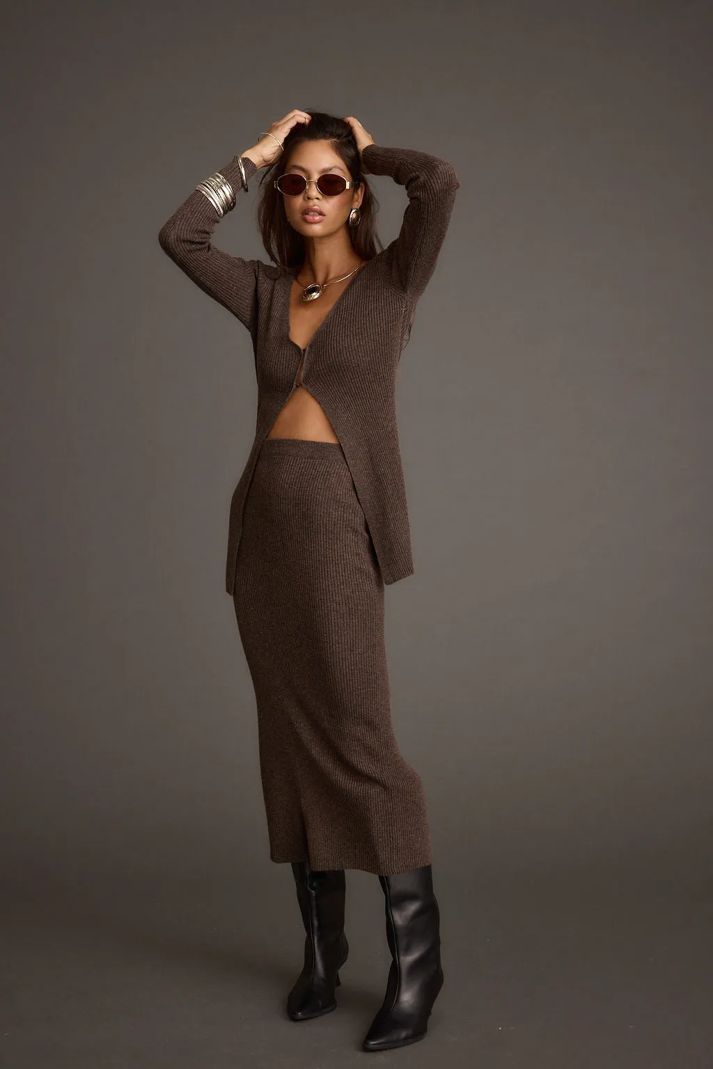 Tusk Mocha Sweater Midi Skirt
