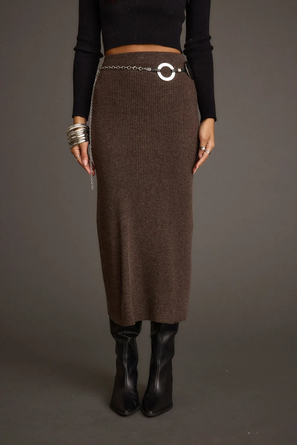 Tusk Mocha Sweater Midi Skirt