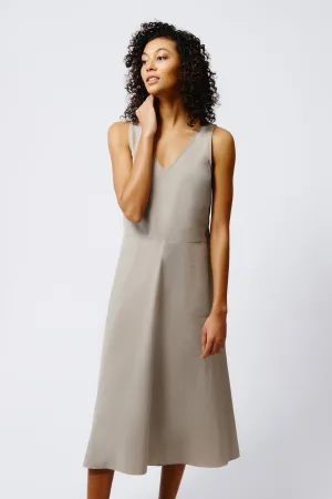 V-Neck Flounce Dress - Military Khaki