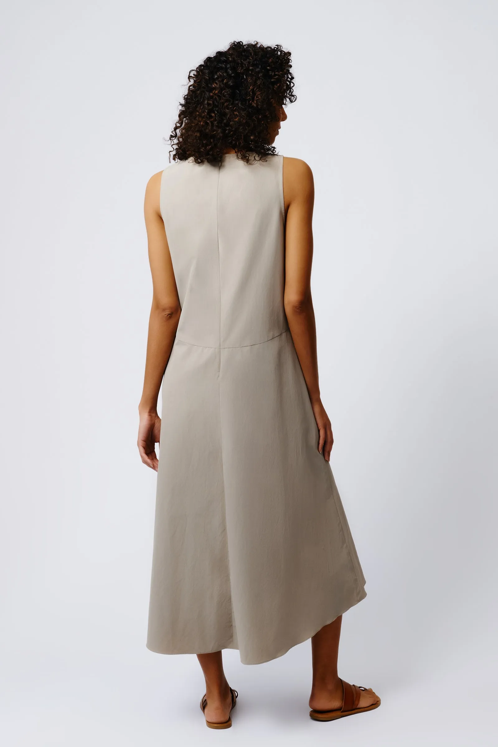 V-Neck Flounce Dress - Military Khaki