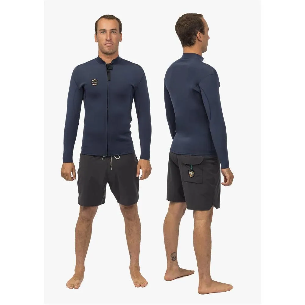 VISSLA SOLID SETS 2MM FRONT ZIP JACKET DARK SLATE