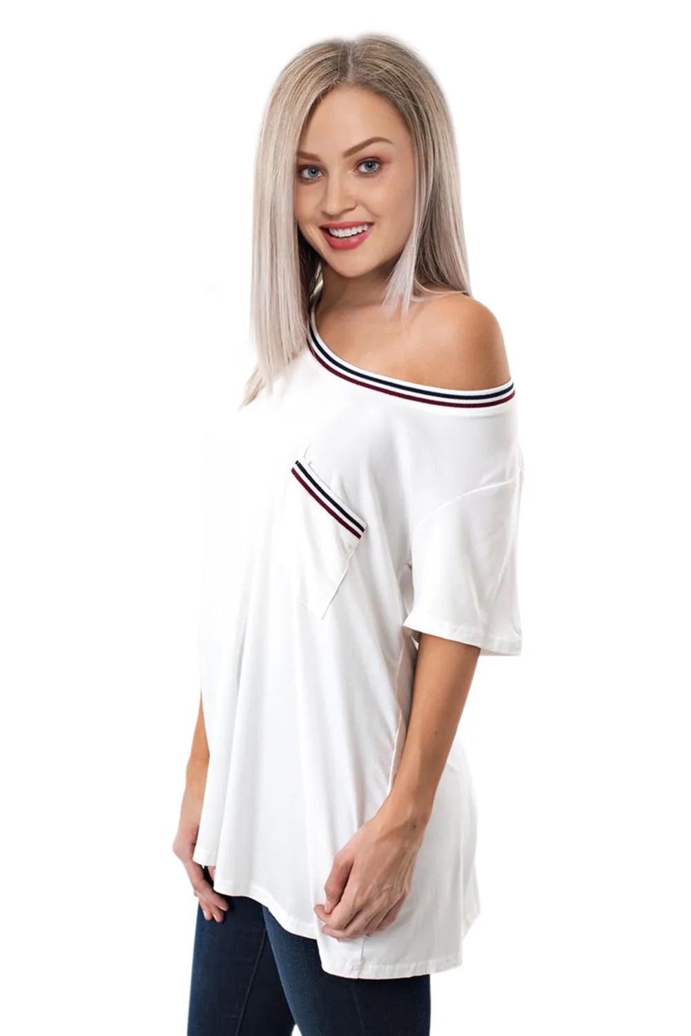 White Be About It Basic Pol Tee
