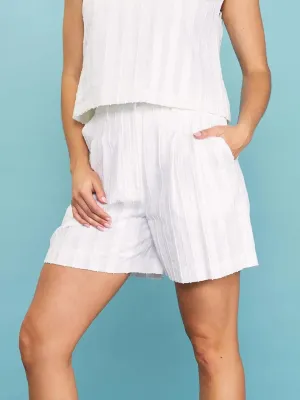 White Double Pleated Shorts
