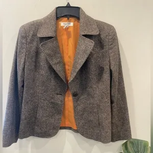 Women's Button Up Brown Long Sleeve Outdoor Blazer Jacket Size 40